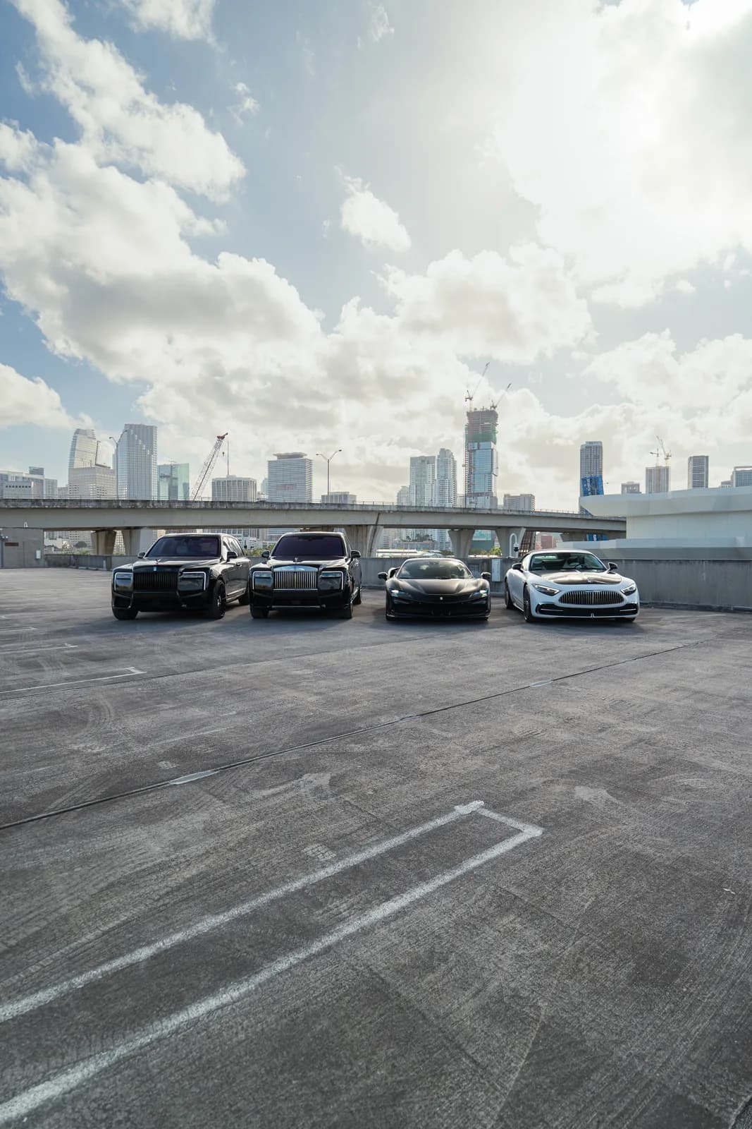 The Renter fleet lined up against the Miami skyline