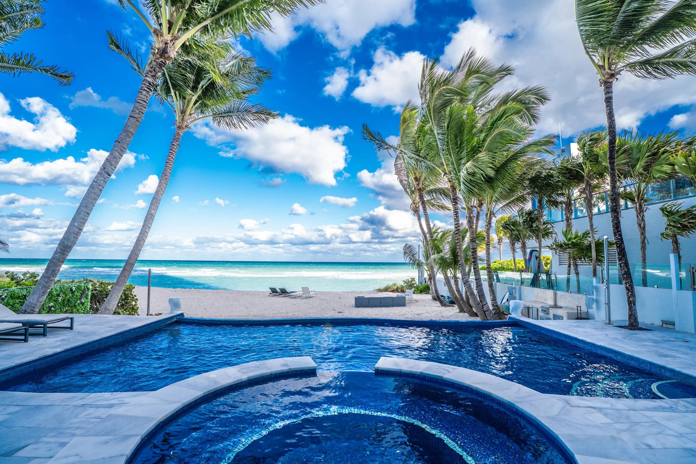 Pool terrace and ocean views at Playa Azul