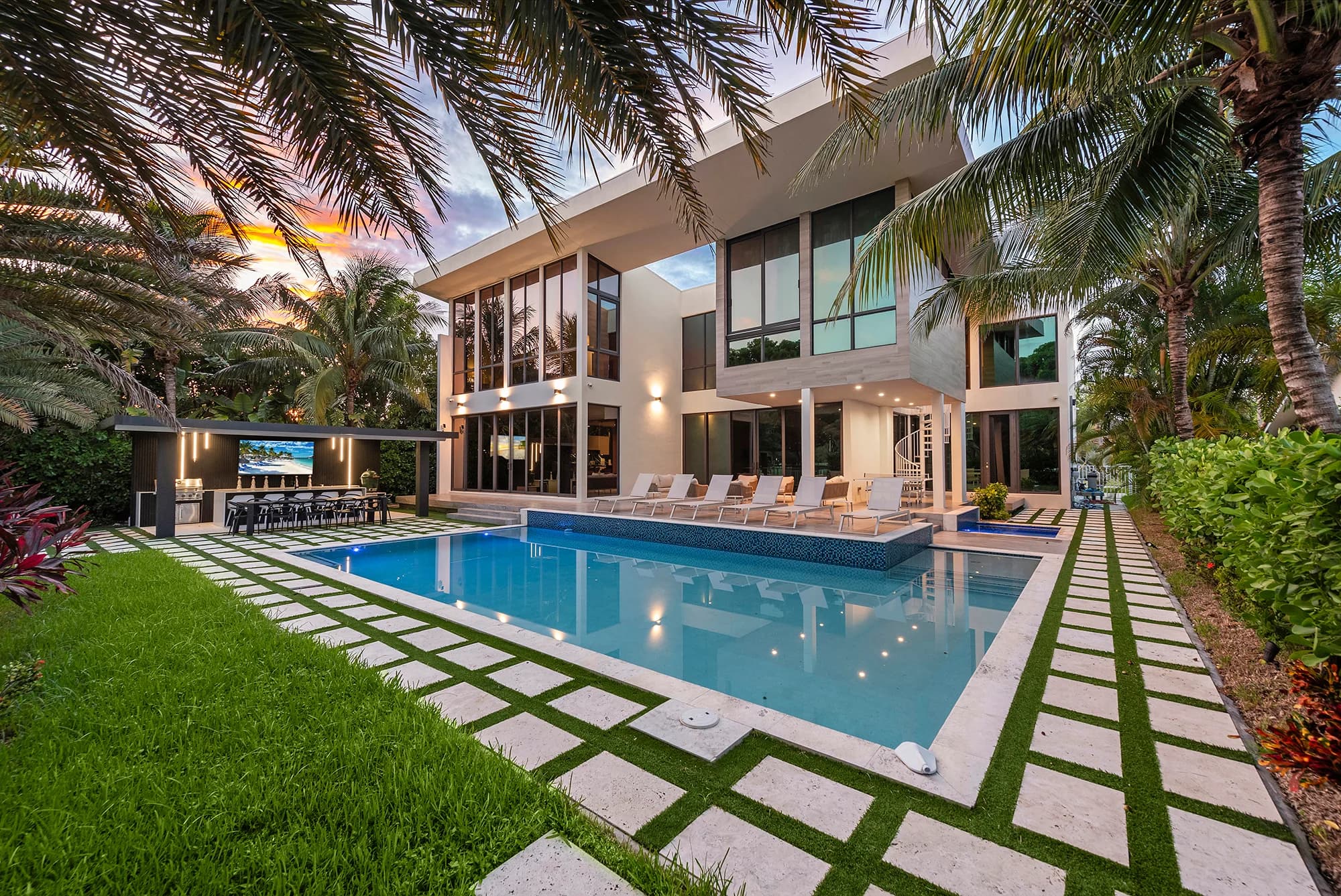 Pool and double-height exterior at Villa Alina