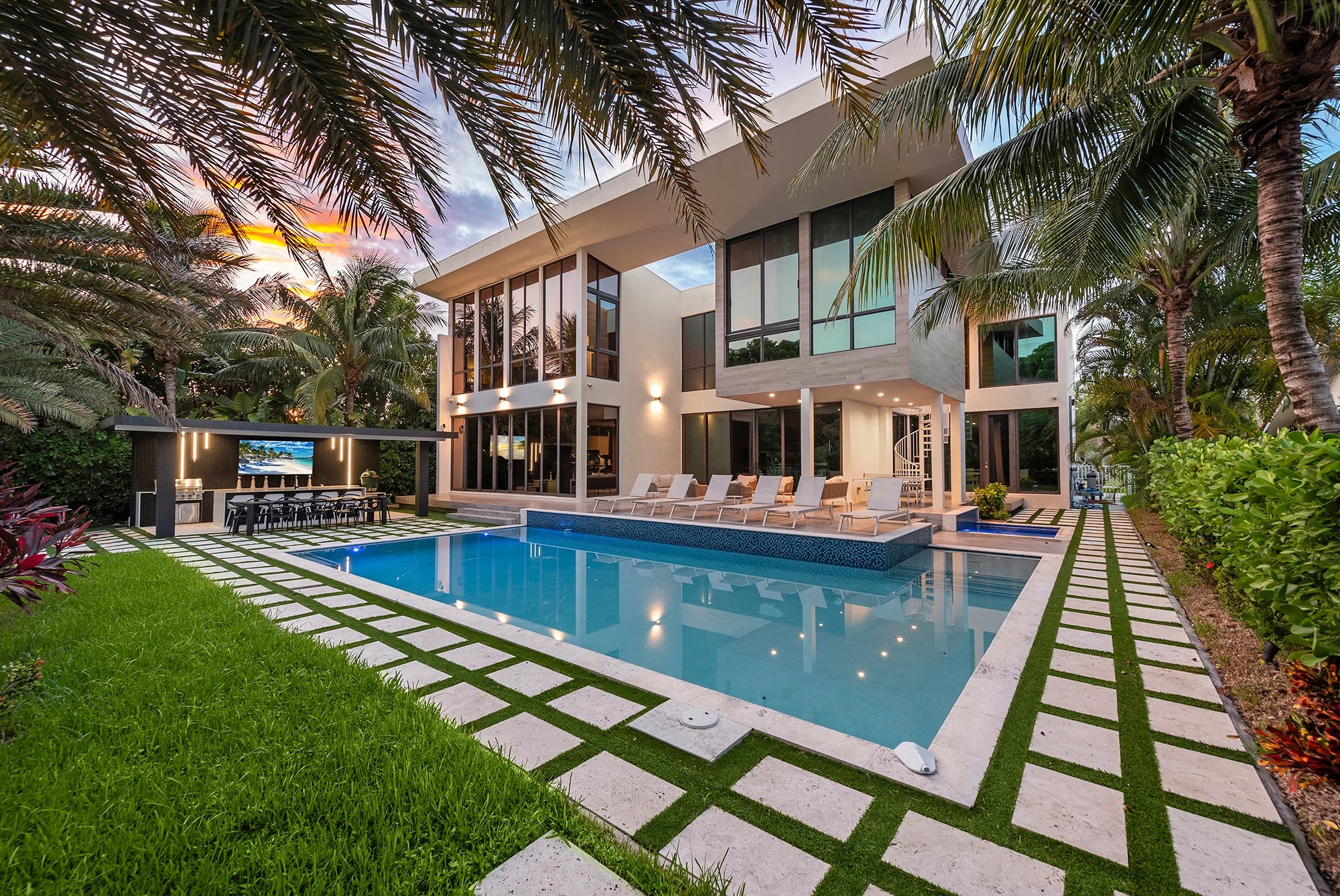 Pool and double-height exterior at Villa Alina