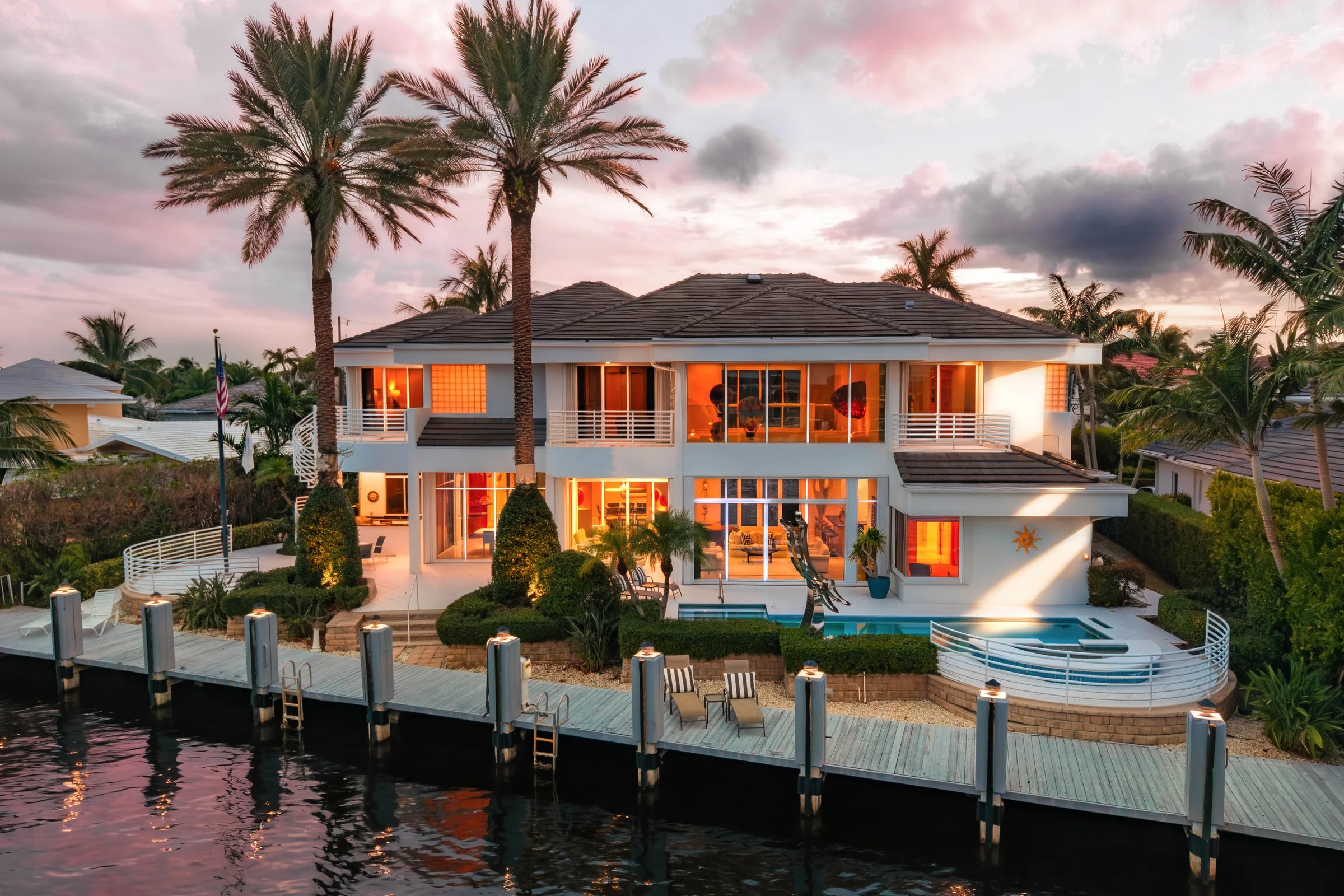 Waterfront exterior at Villa Faros