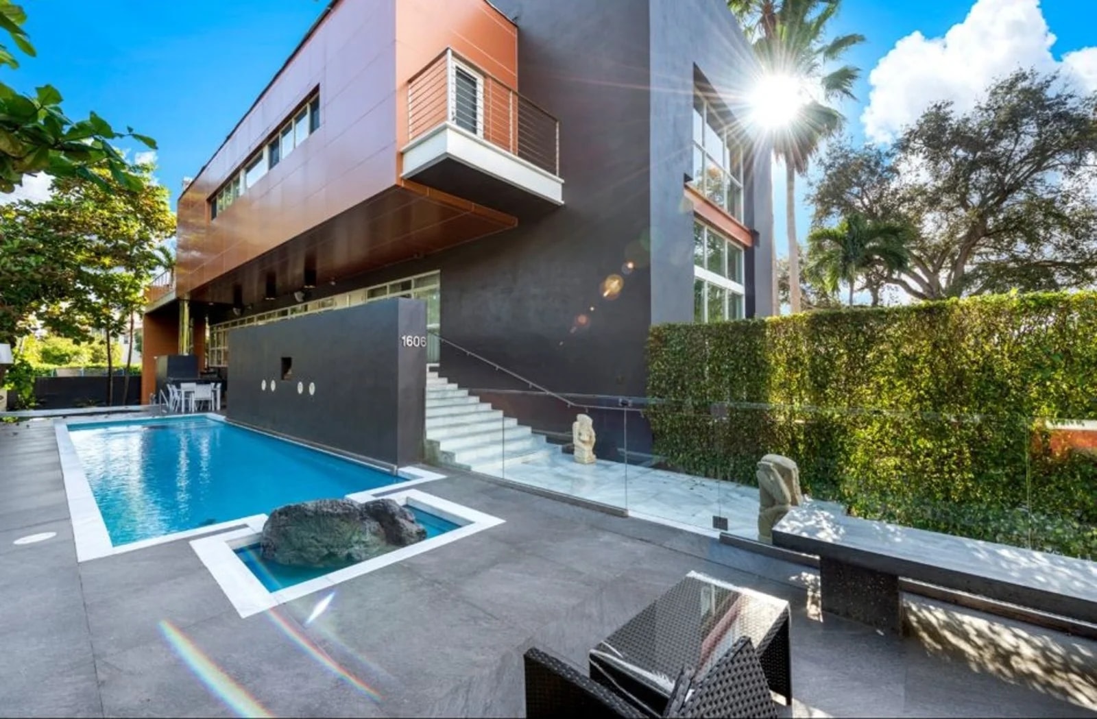 Pool and contemporary exterior at Villa Nova