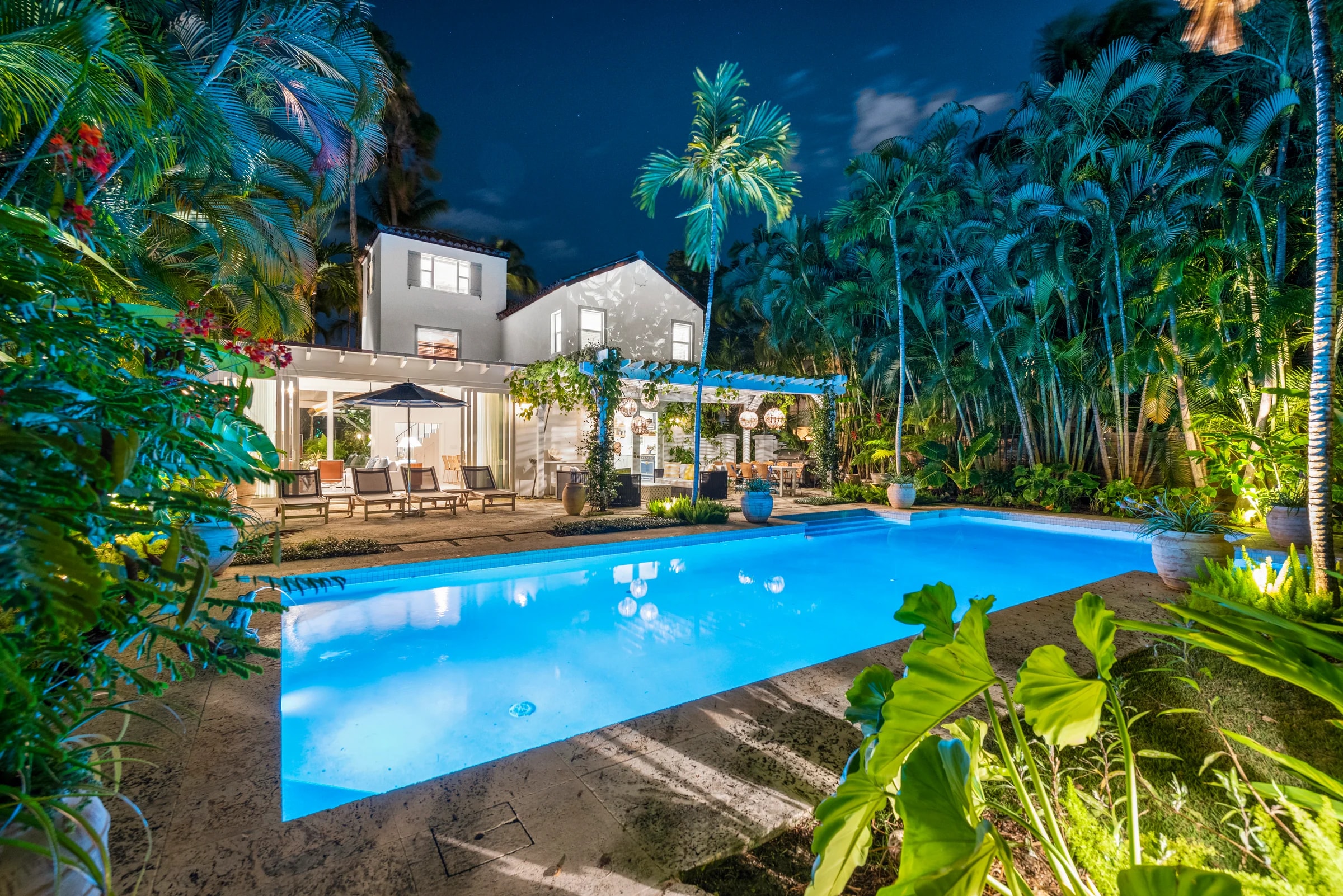 Pool and landscaped grounds at Villa Palmitas