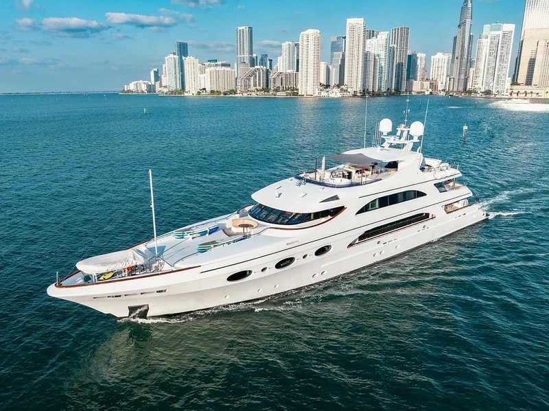 166 Trinity on the water with the Miami skyline behind it